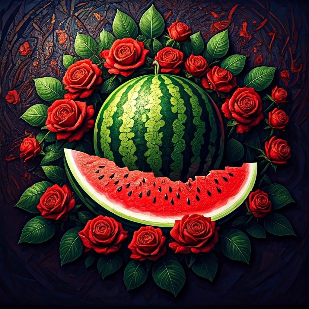 Watermelon Mosaic Art in Cubist Style