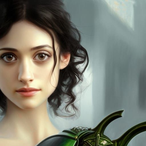 Medieval Portrait with Green Armor, Artgerm Style