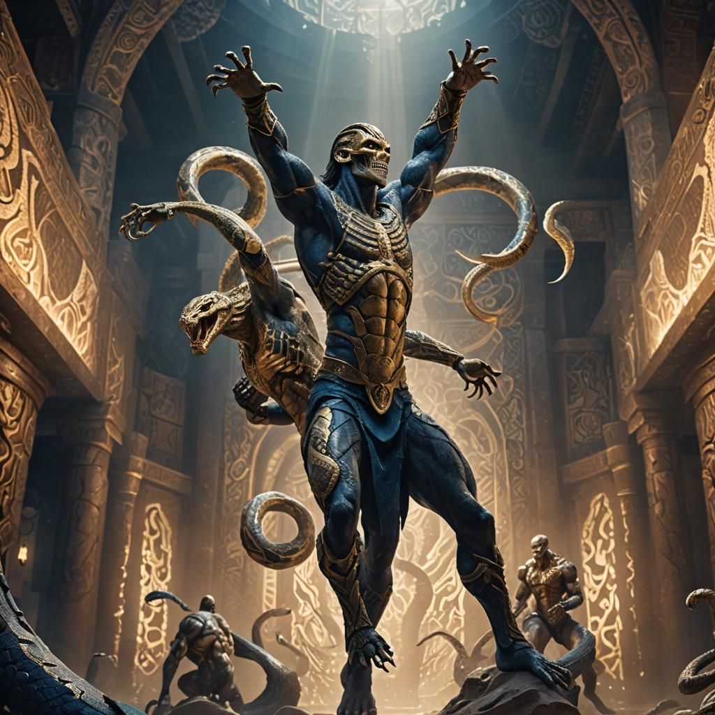 Two-Headed Snake Bodybuilder in Mystical Arena