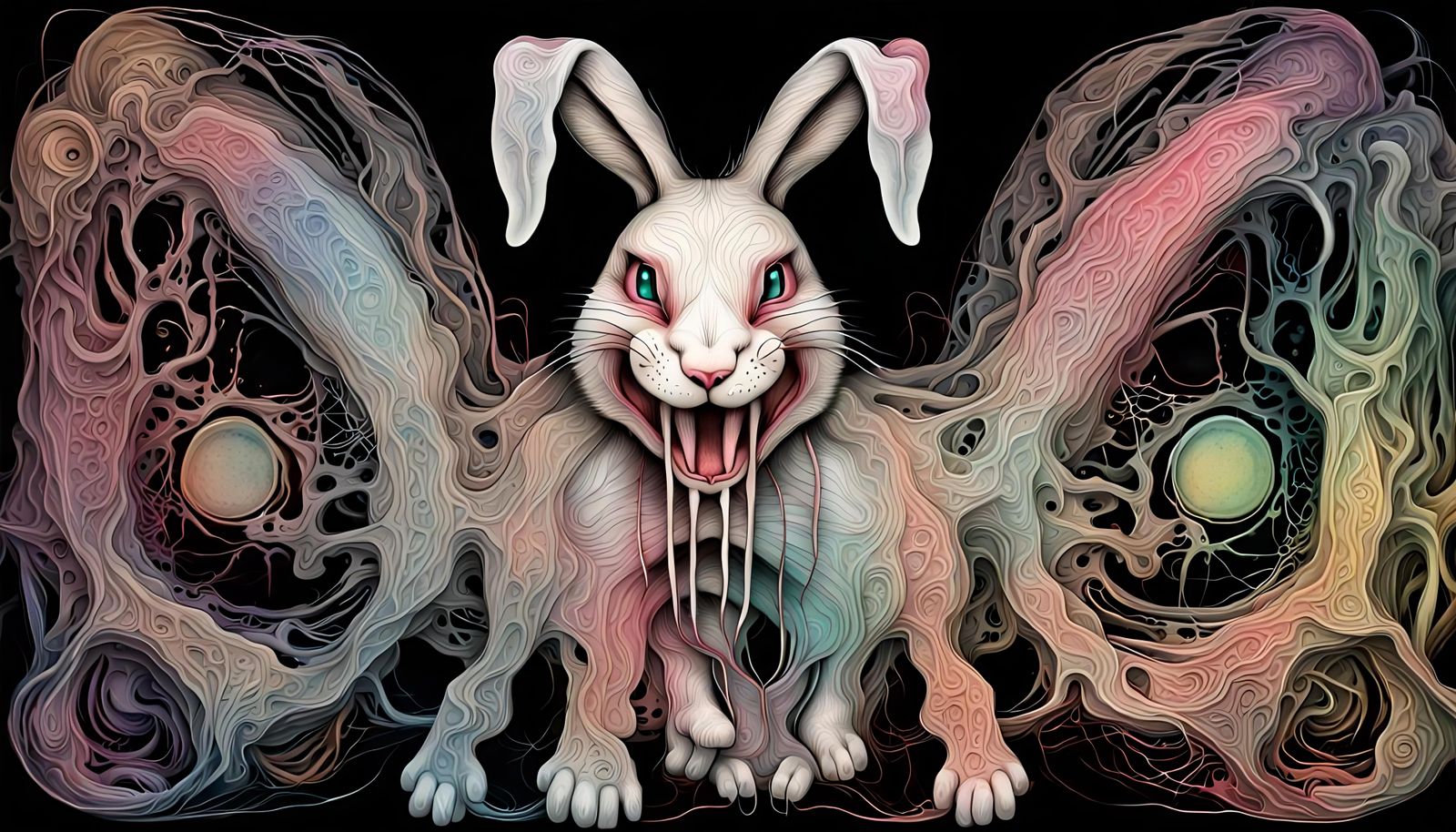Aggressively Emotional Rabbit in Piercing Grunge Art