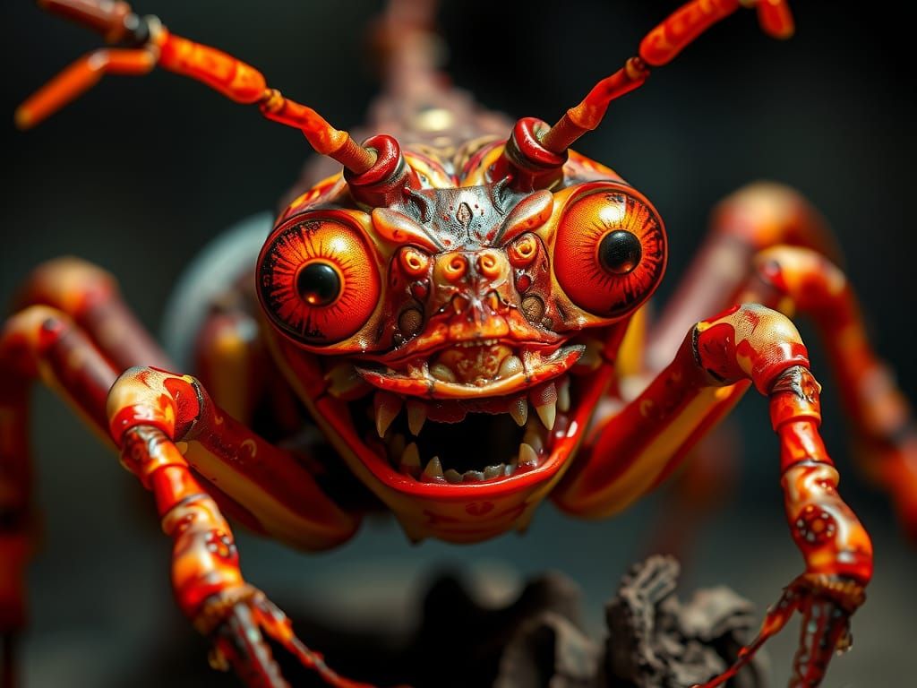 Surreal Apocalyptic Horror: Mantis Shrimp Human Face