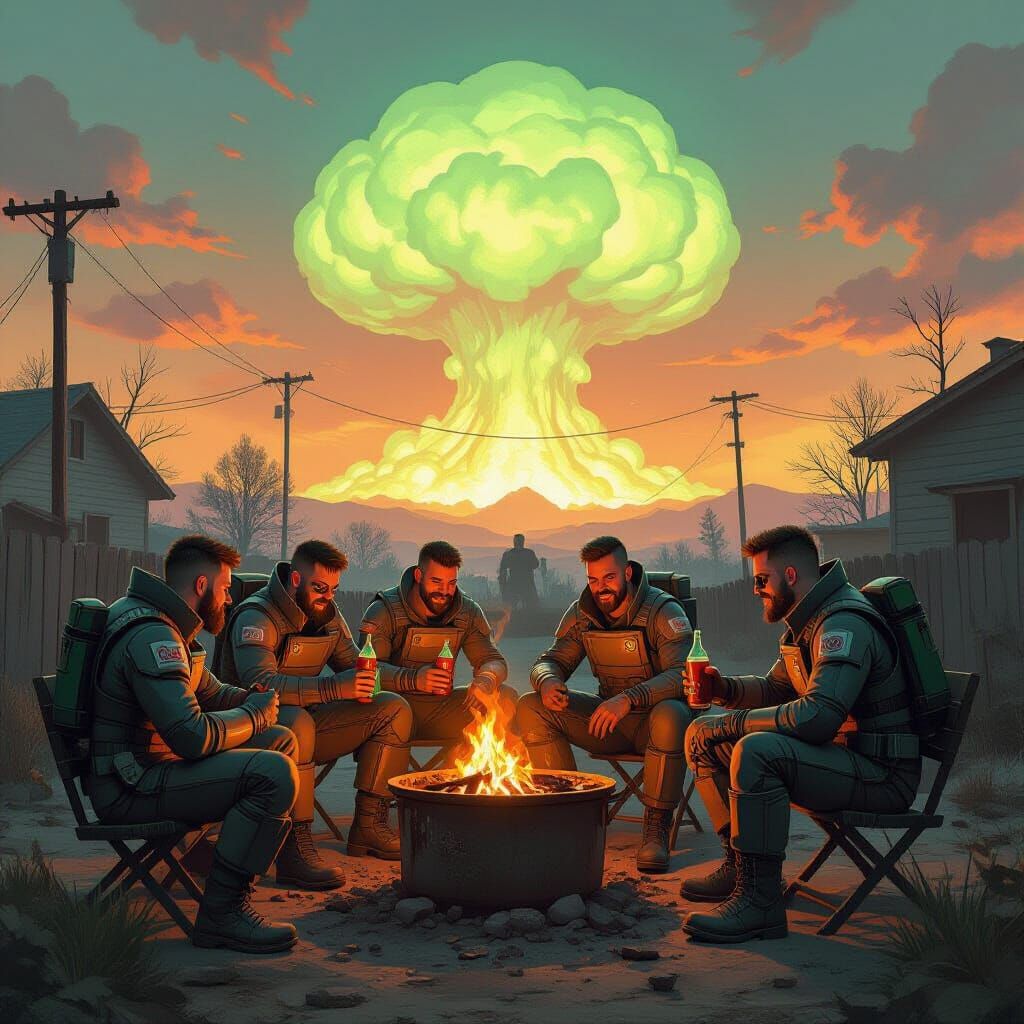 Fallout Survivors Barbecue Under Mushroom Cloud