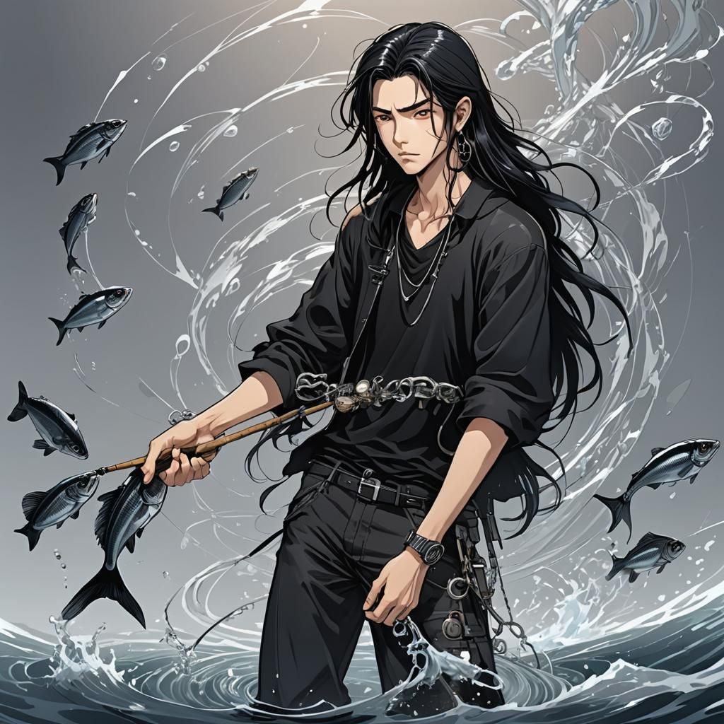 Gothic Fisherman in Anime Style