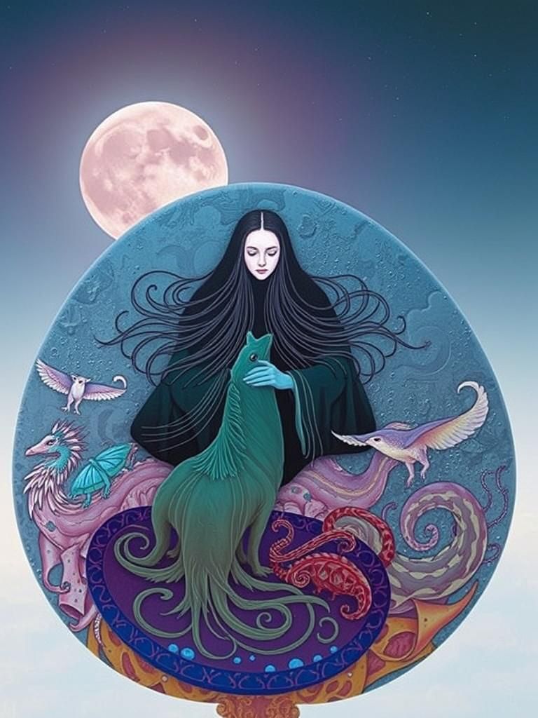 Mystical Creatures Collage at Sunset: High-Resolution Photo