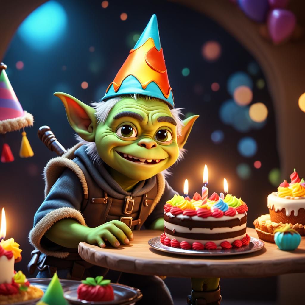Chibi Goblin Celebrates Birthday in Pixar Style