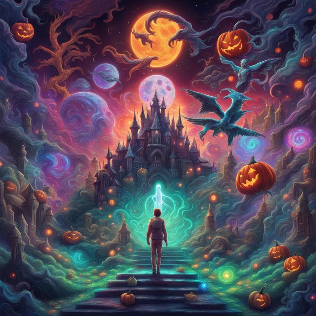 Halloween Video Game Astral Cosmic Illustration