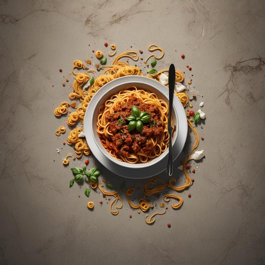 Italian Spaghetti Bolognese: Detailed Matte Painting