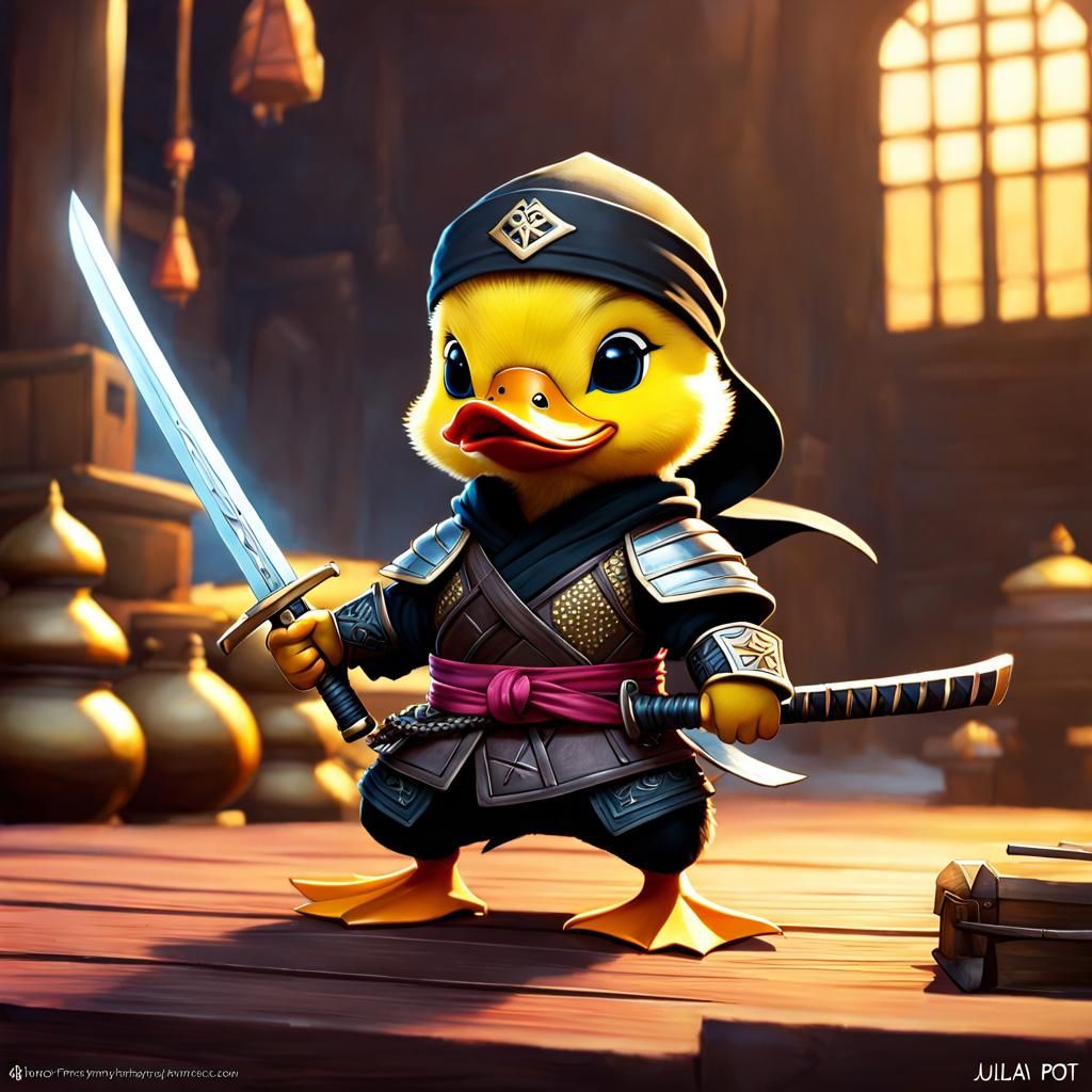 Duckling Ninja Concept Art in Fantasy Style