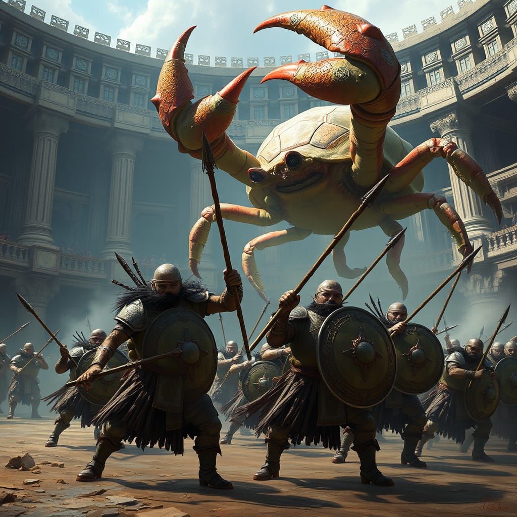 Stone Soldiers Battle Crab with Turtle Shells