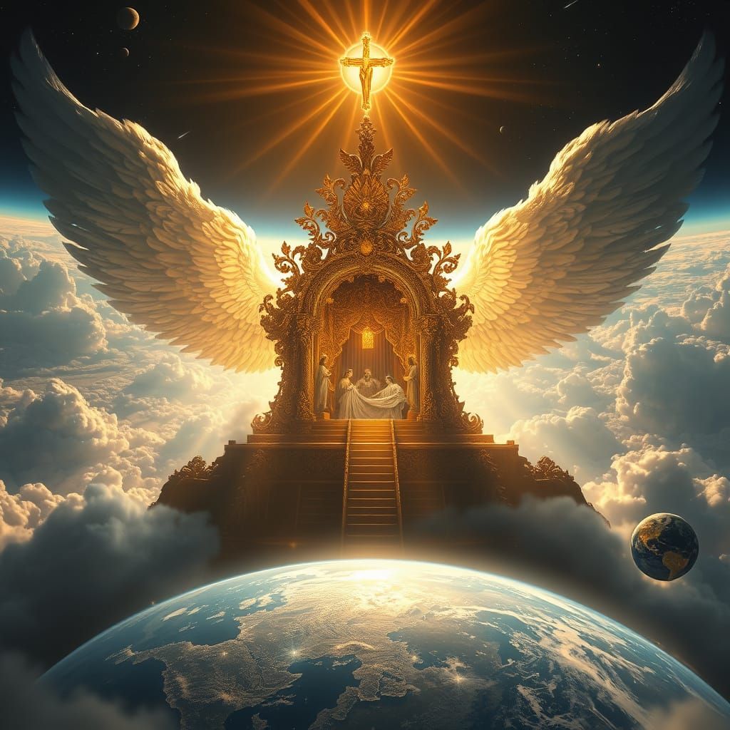 God's Throne Soars Above the Earth in Radiant Glory