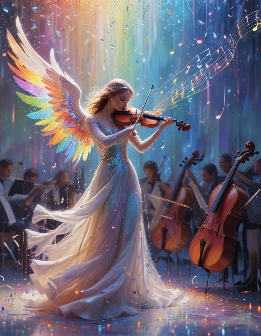 Weeping Angel Plays Violin in Abstract Impressionism