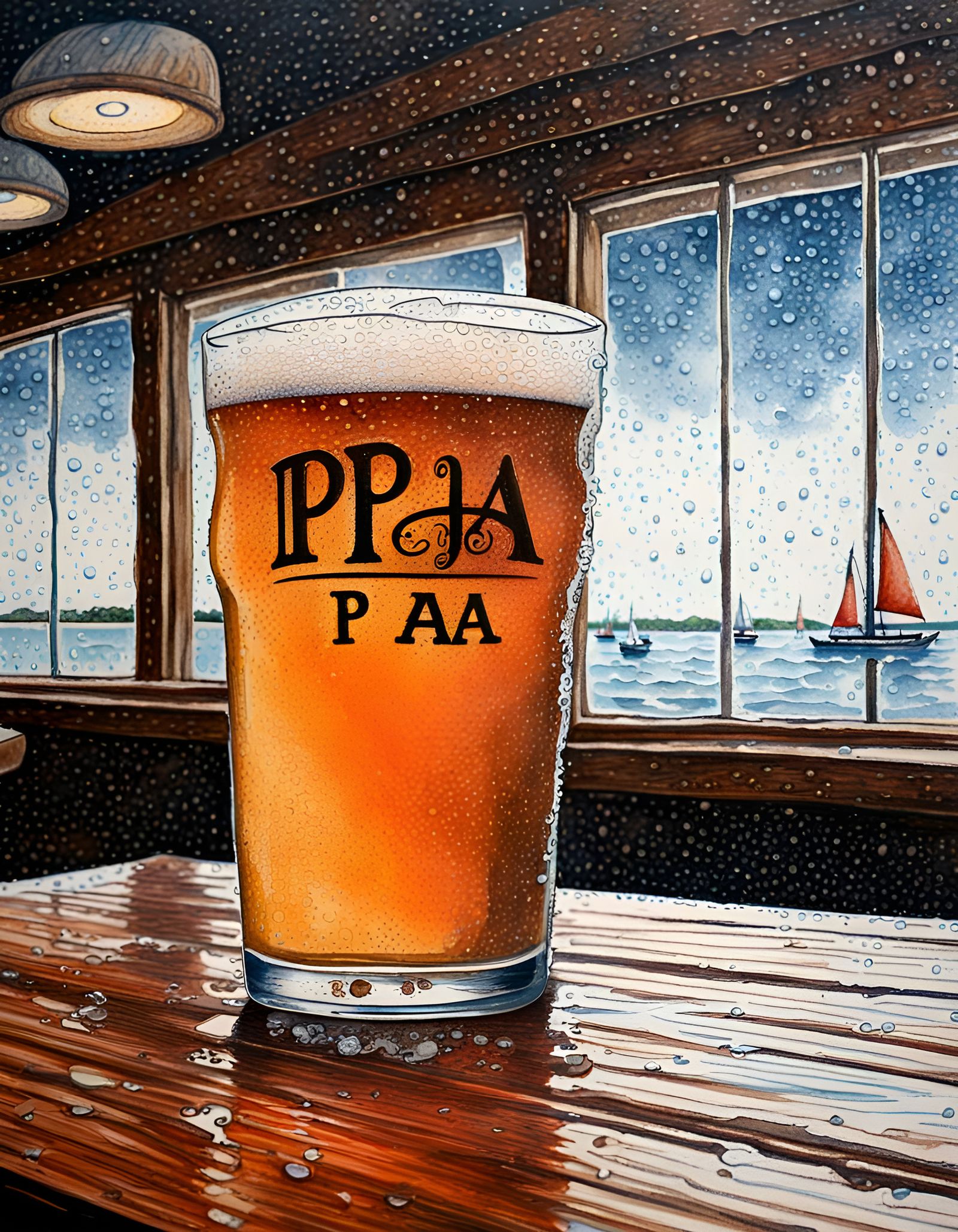 IPA at Sailing Club Bar: Kinetic Pointillism Impression