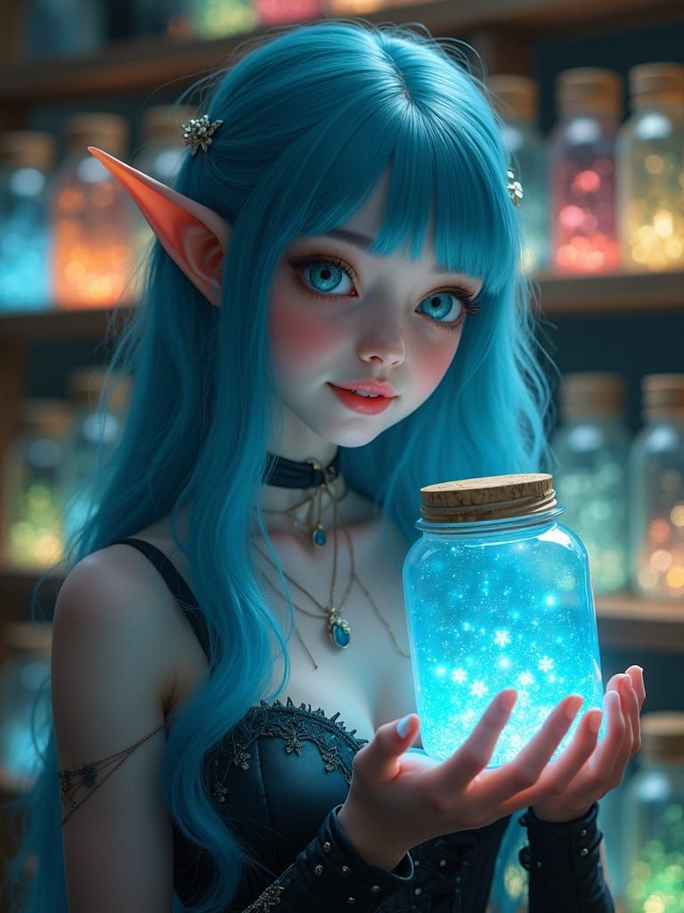 Dream Elf Portrait with Magical Jars