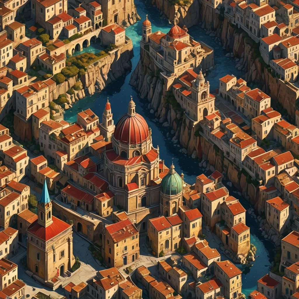 Majestic Gothic Winter Scene in Sicily as Matte Painting