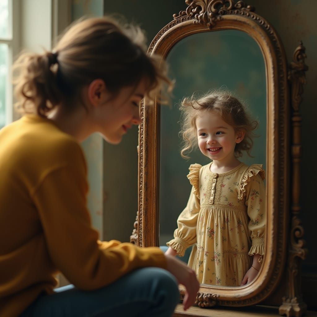 Woman Sees Her Inner Child in Whimsical, Dreamy Portrait