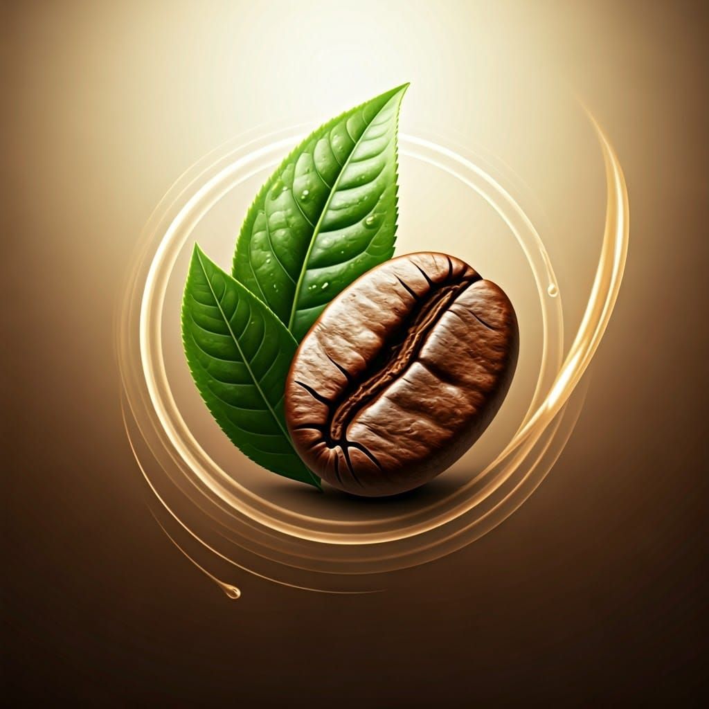 Elegant Tea Leaf and Coffee Bean Design