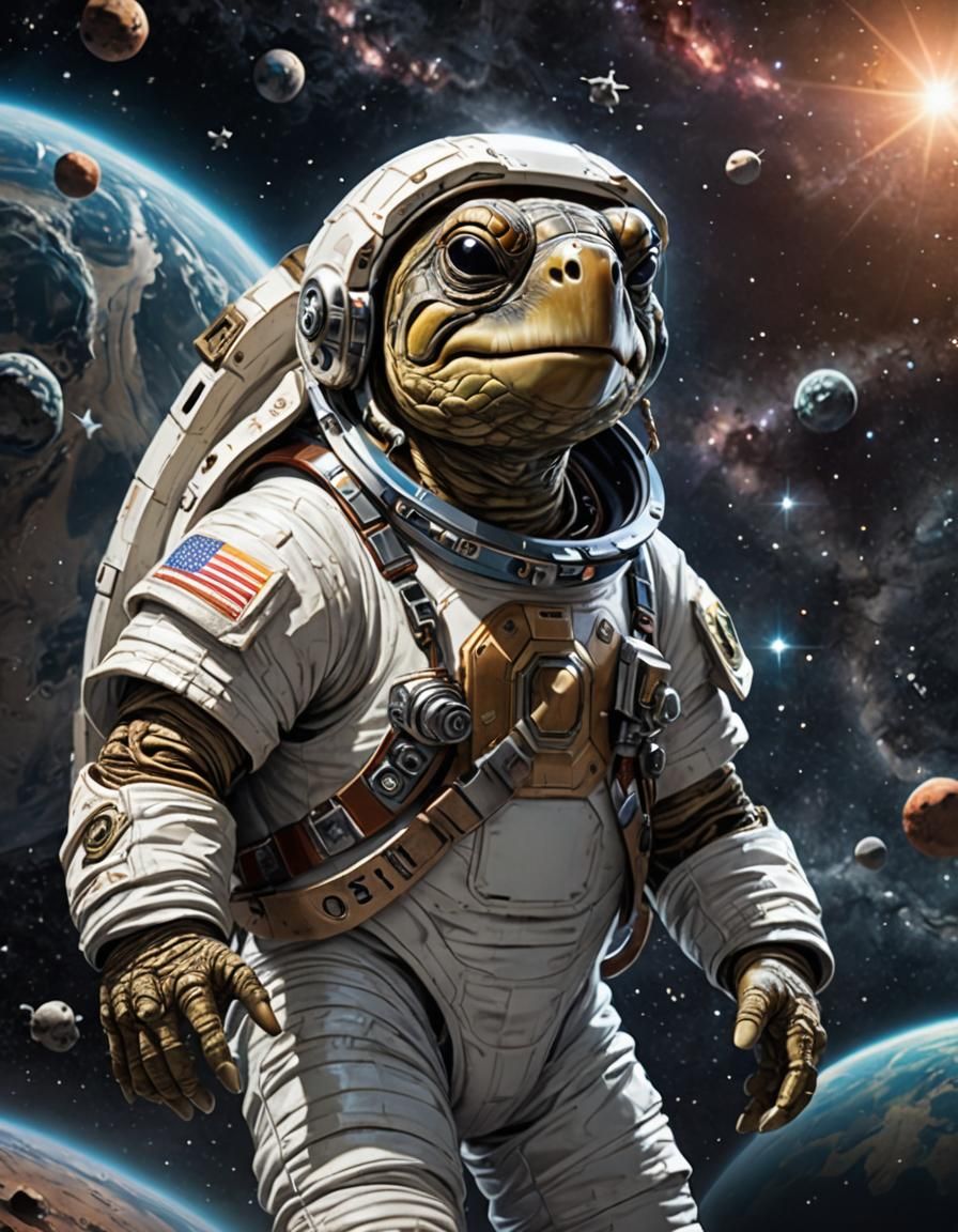 Mummy Turtle Astronaut Lost in Space
