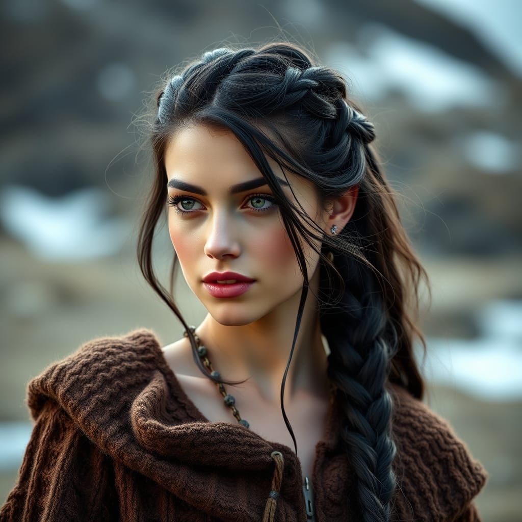 Glamorous Viking Supermodel in Outdoor Cinematic Style