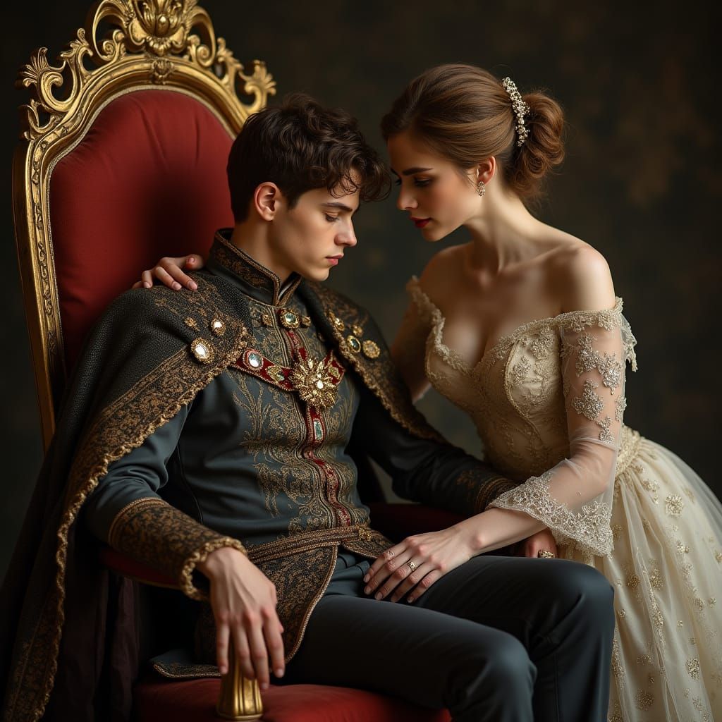 Regal Young Man Surrounded by Opulence in Baroque Style