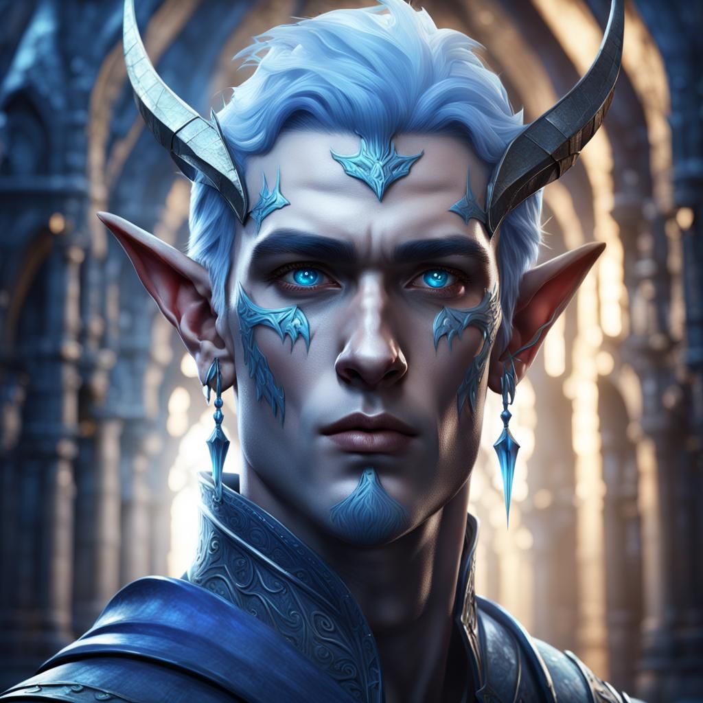 Young Ice Elf Archer in Detailed Matte Painting