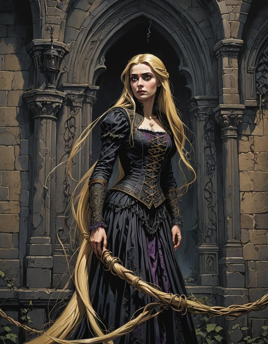 Gothic Horror Rapunzel in Dark Fairytale Style