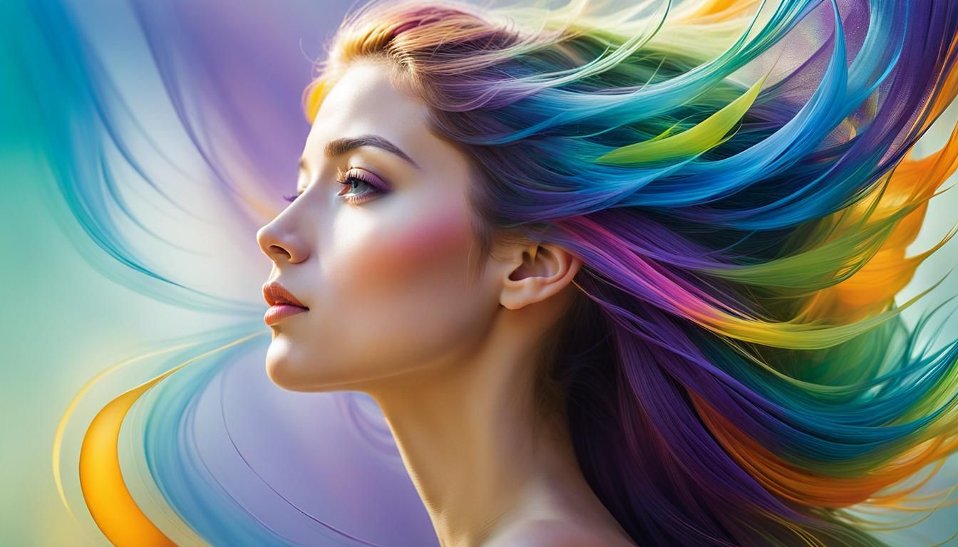 Vibrant Surrealism: Portrait of a Woman in Dreamlike Style
