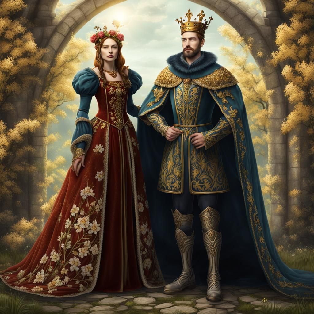 Fantasy Medieval Monarch Couple in Spring