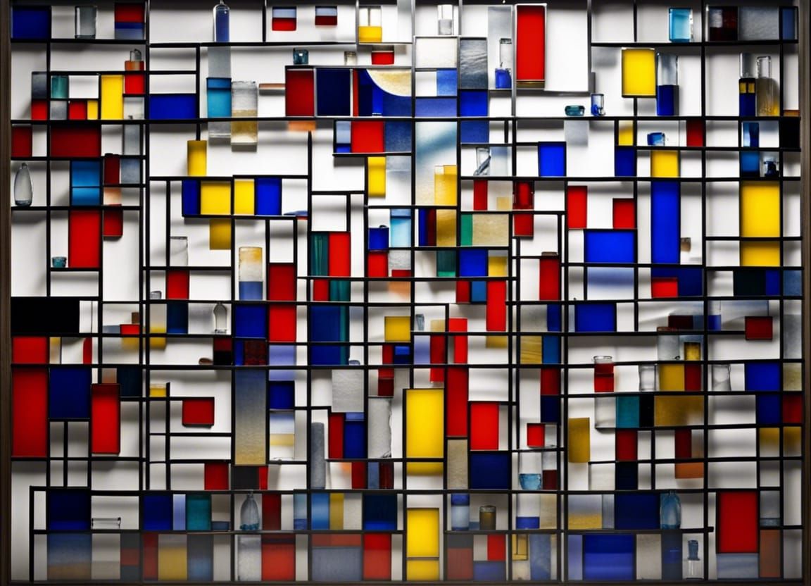 Mondrian-Style Broken Glass Art