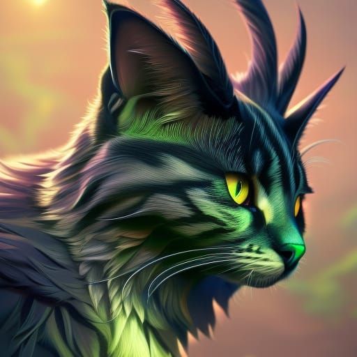 Hyperdetailed Cat Portrait in Vector Fractal Style