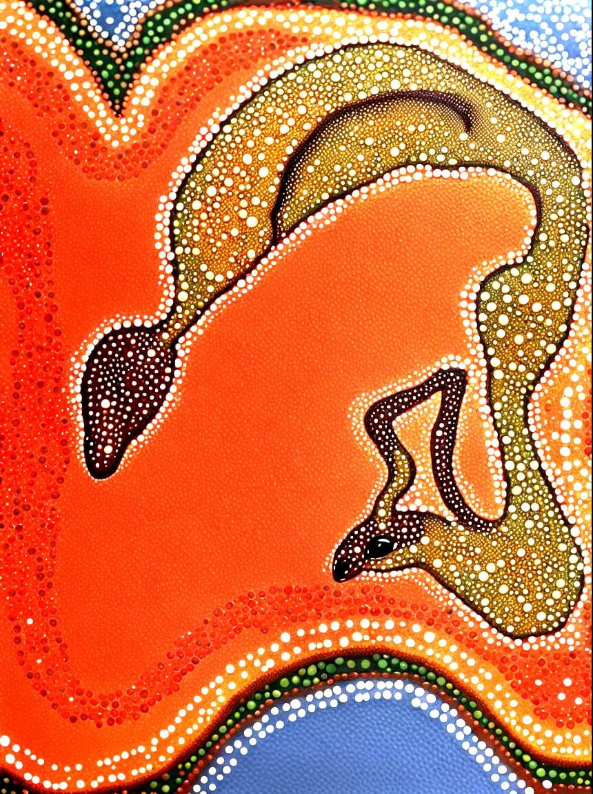 Aboriginal Cobra Snake in Native Art Style