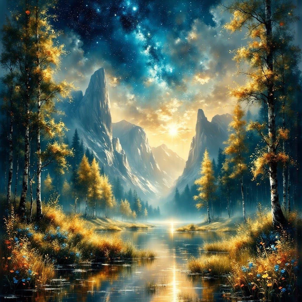 Fantastical Landscape Transforms from Grey Plain to Vibrant ...