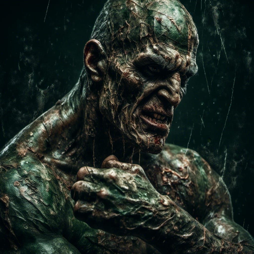 Frankenstein Arm Wrestler in Hyperreal Dark Fantasy