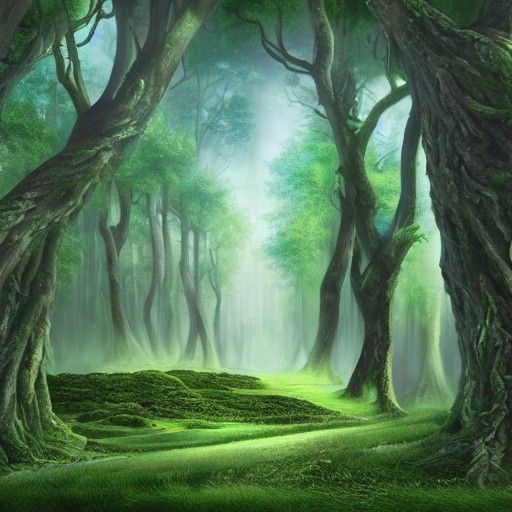Dreamlike Forest in Detailed Matte Painting Style