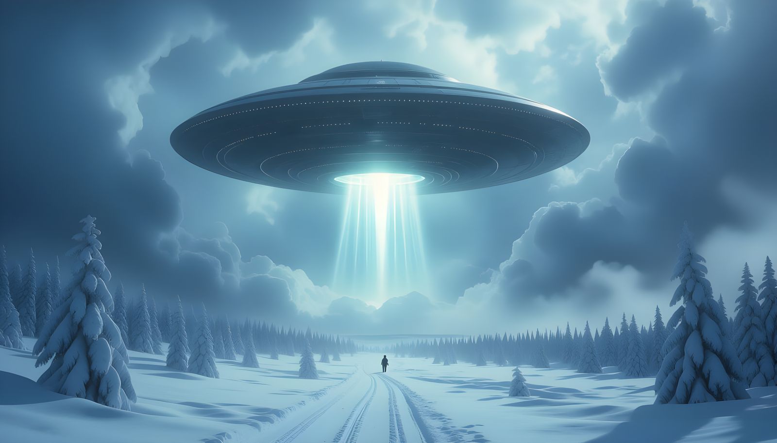 Alien Spacecraft Emerges in Winter Landscape