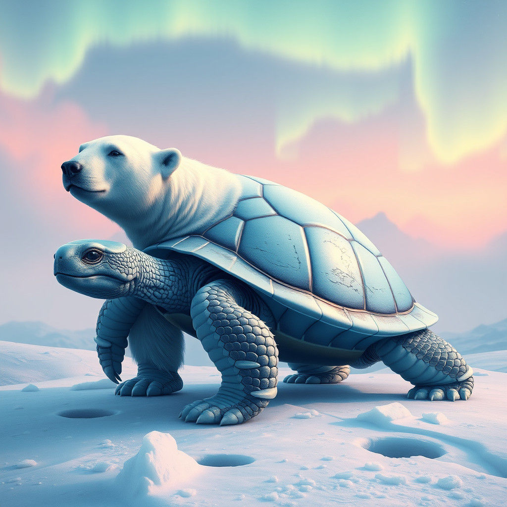 Polar Bear Turtle Hybrid in Futuristic Biomechanical Style