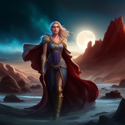 Heroic Woman Radiating Beauty as Matte Painting