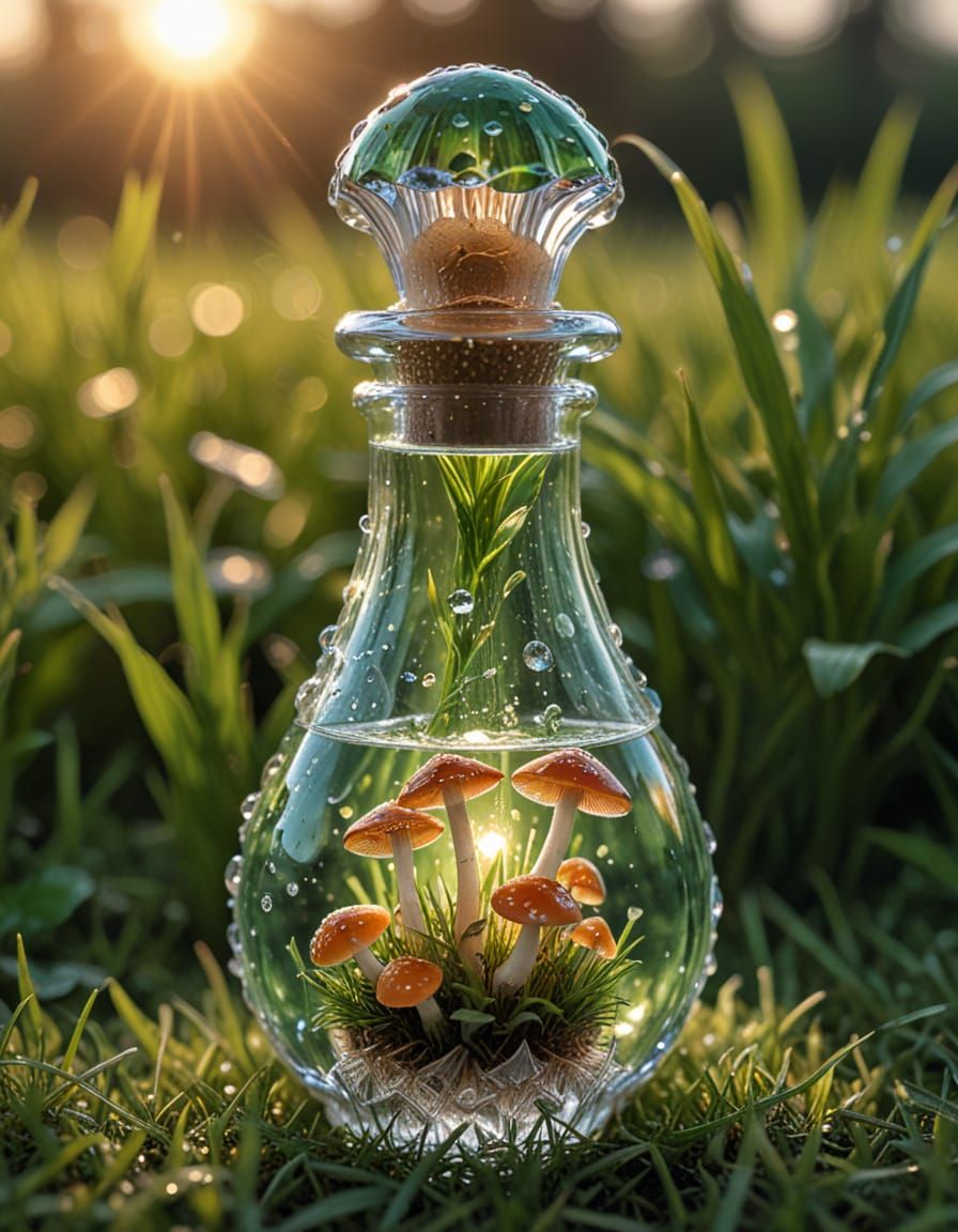 Ethereal Mushroom Amidst Spring Blooms in Hyper-Realistic Di...