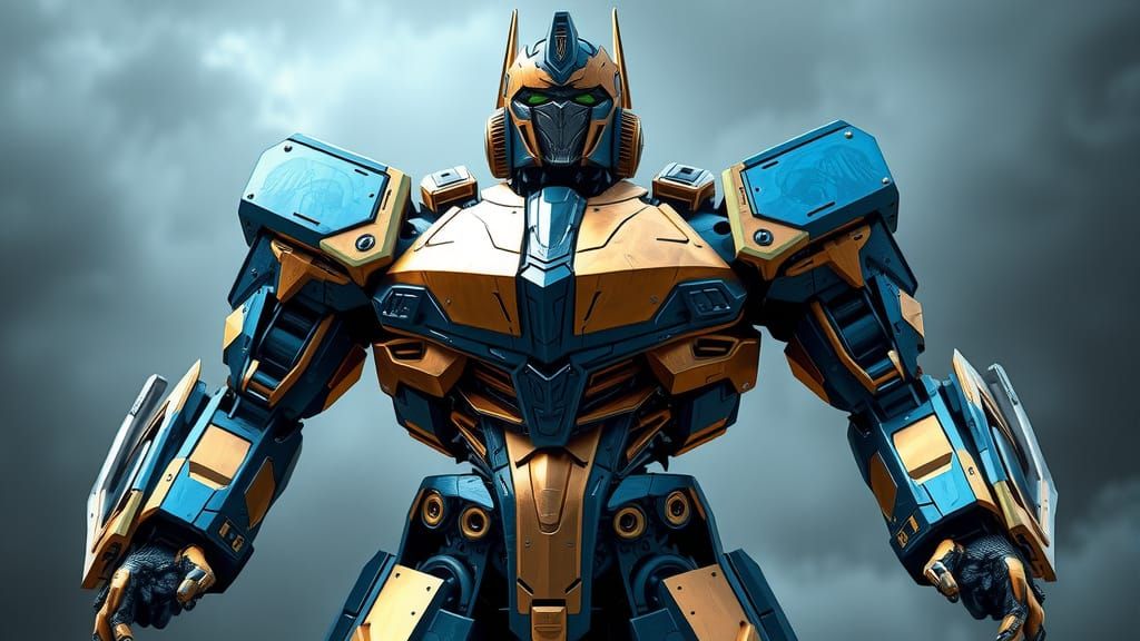 Futuristic Transformer Robot in Cyberpunk Style
