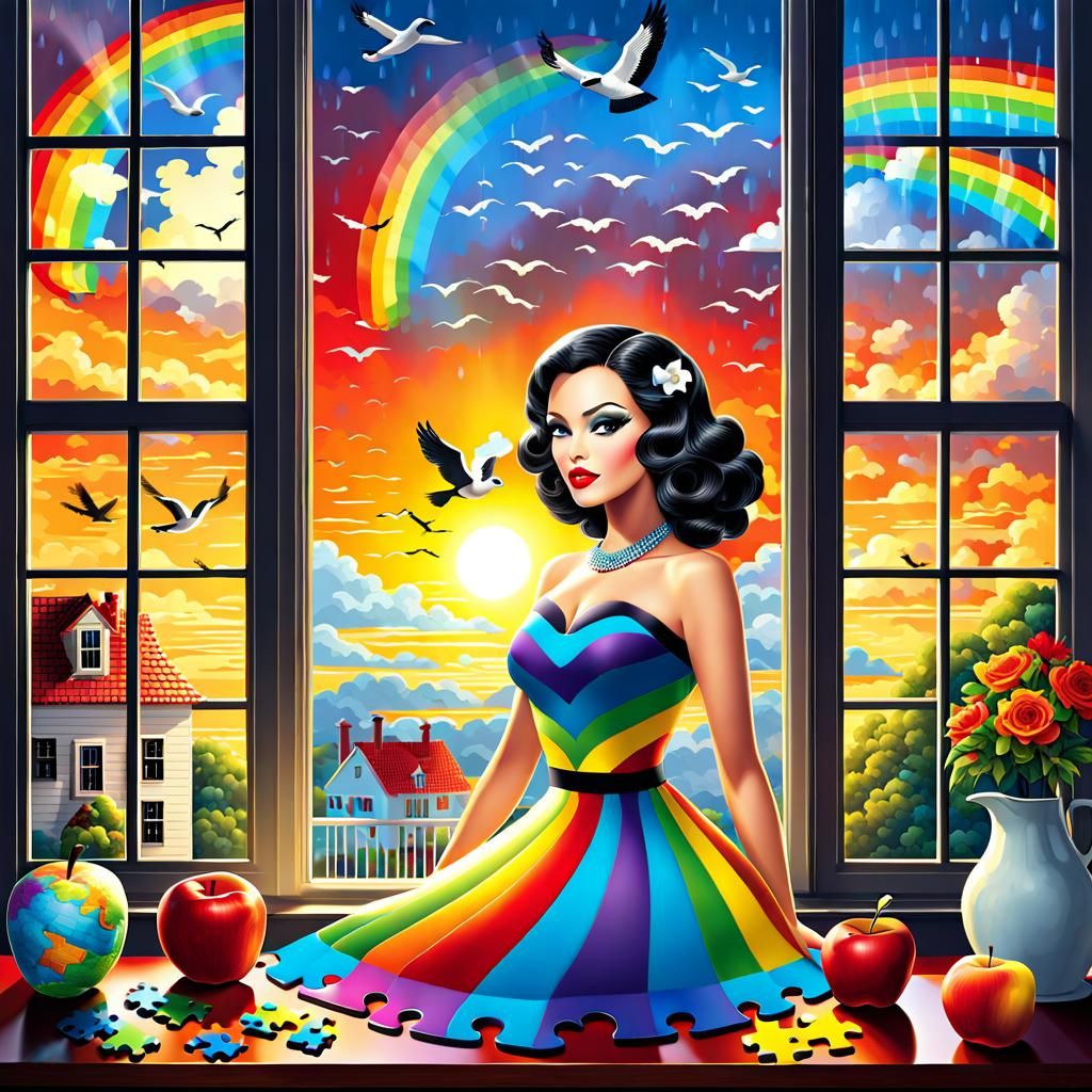 Rainbow Pinup Doll 3d Puzzle