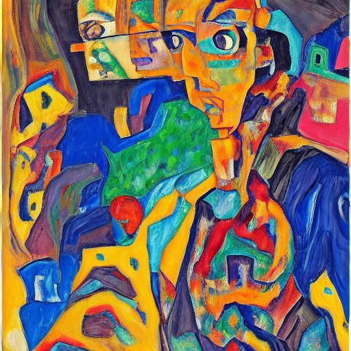 Expressionist Woman with Cranberry Bag Illustration