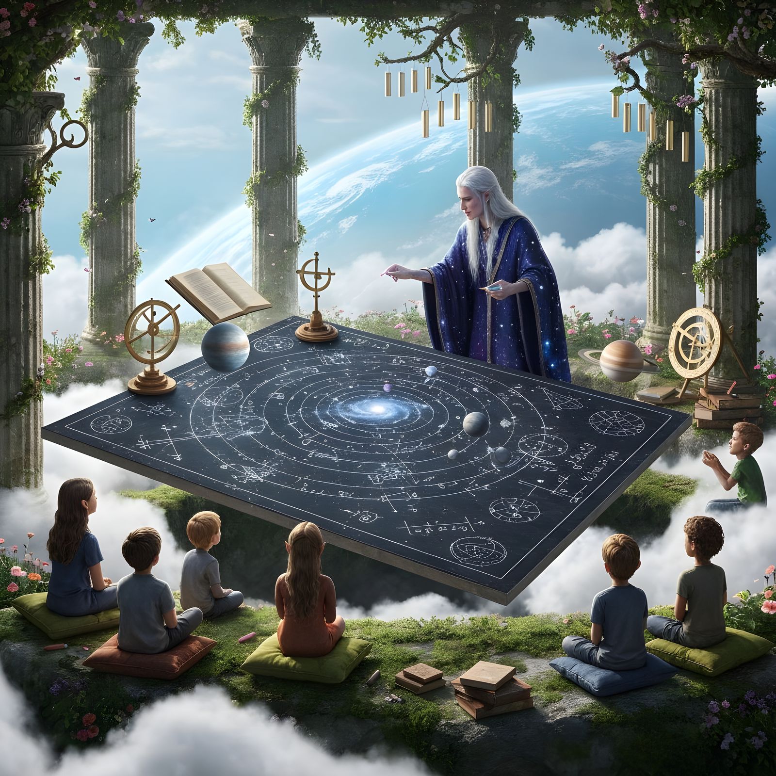 Celestial Being Teaches Children Cosmic Wisdom
