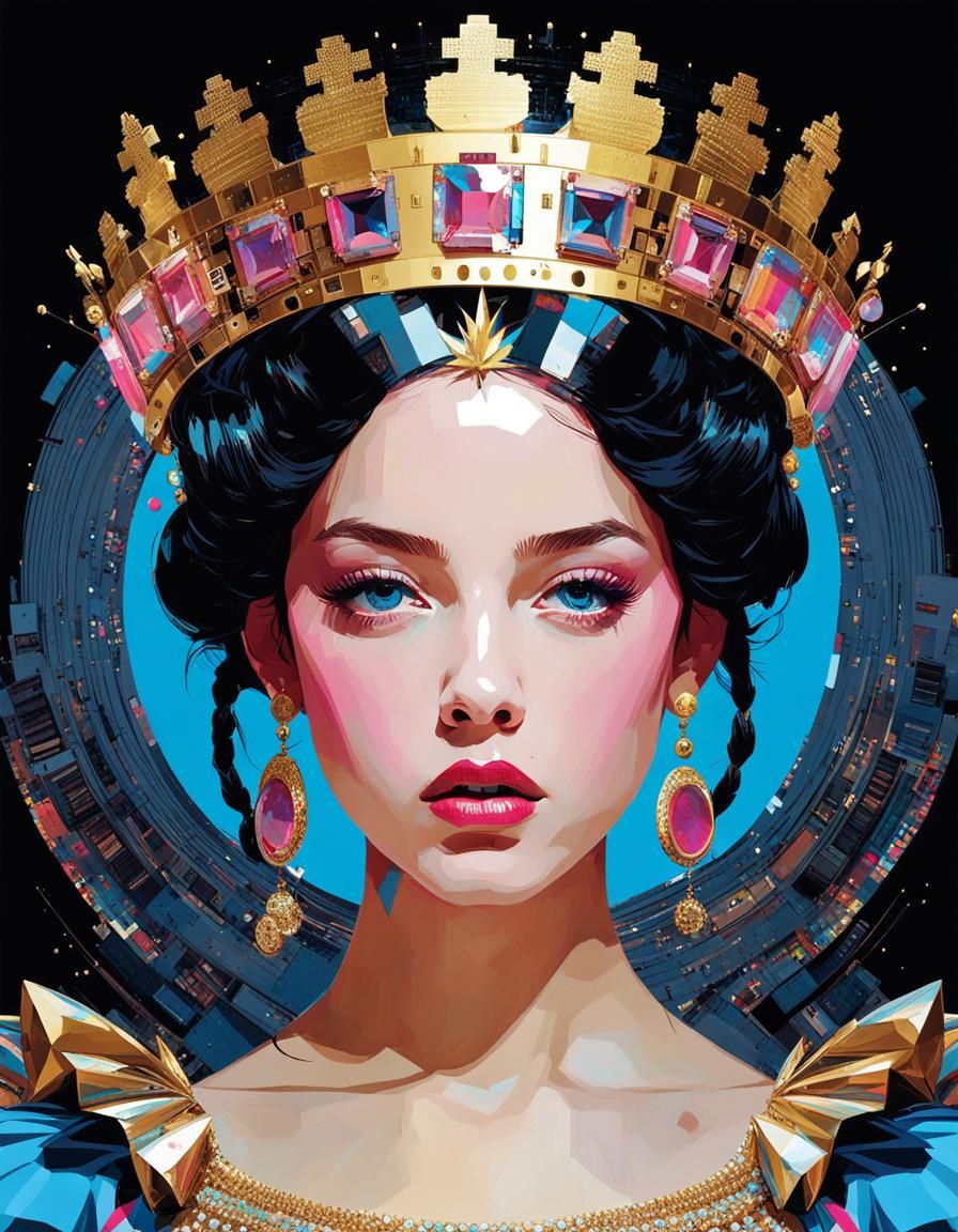Glitch Art Portrait of a Young Princess