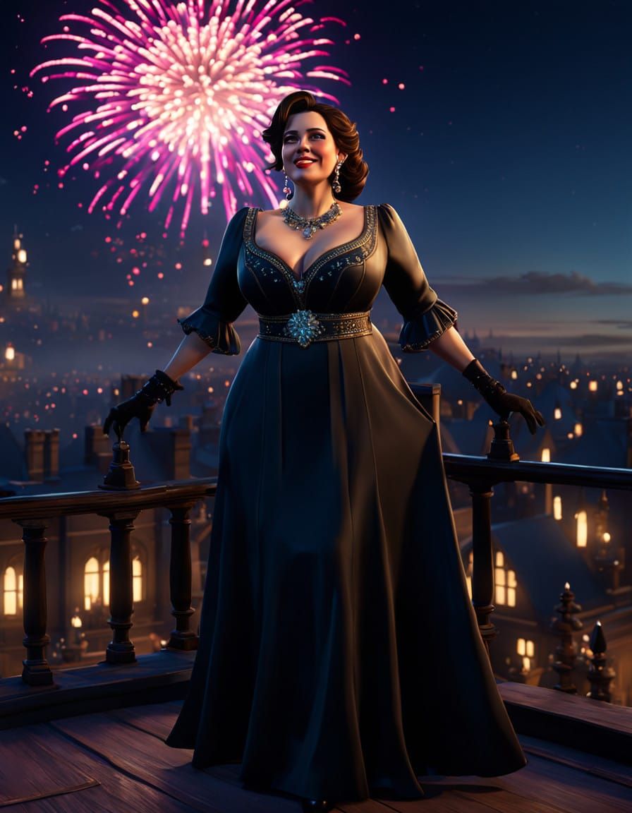 Cinematic Portrait of a Curvy Woman in Victorian Dress