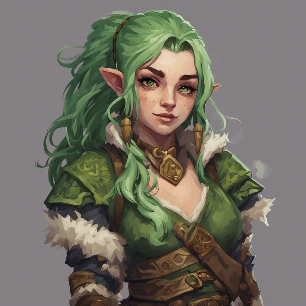 female druid dwarf green hair dnd