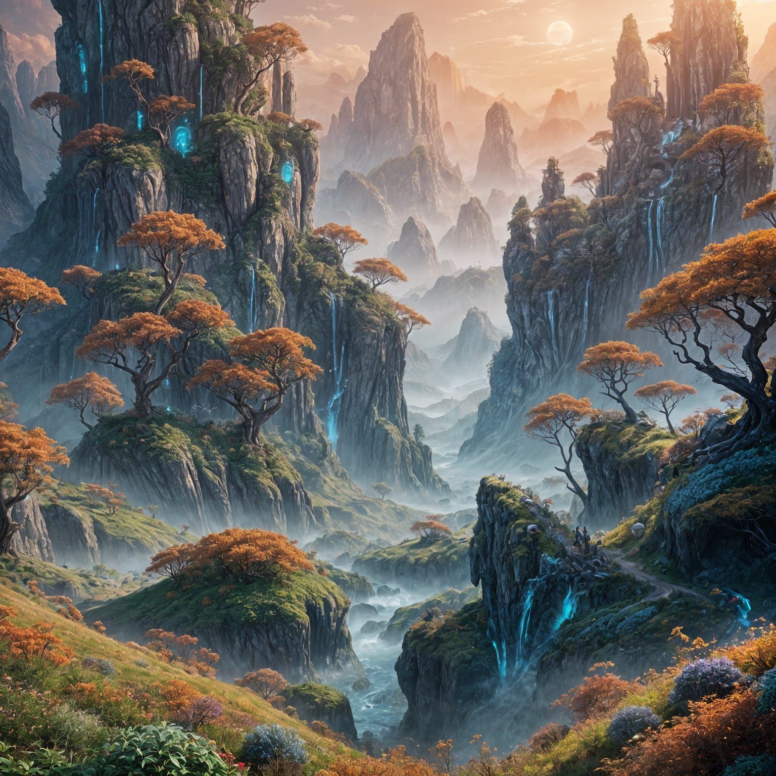 Flowing Shapes Create Depth in Detailed Matte Painting
