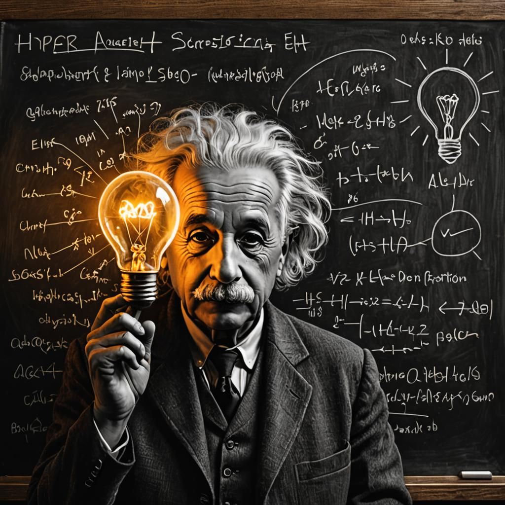 Einstein's Groundbreaking Ideas in Minimalist Style