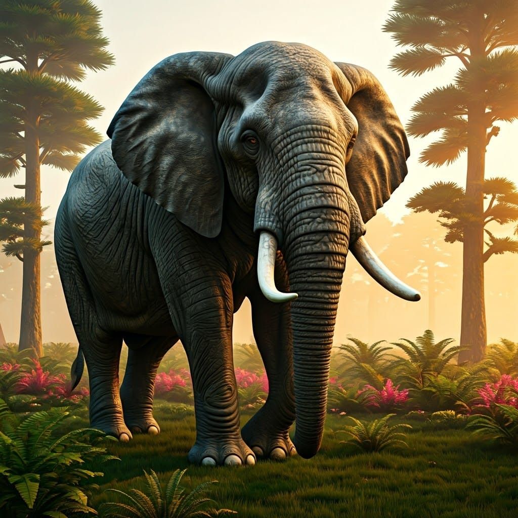 Elegant Elephant in Prehistoric Paradise