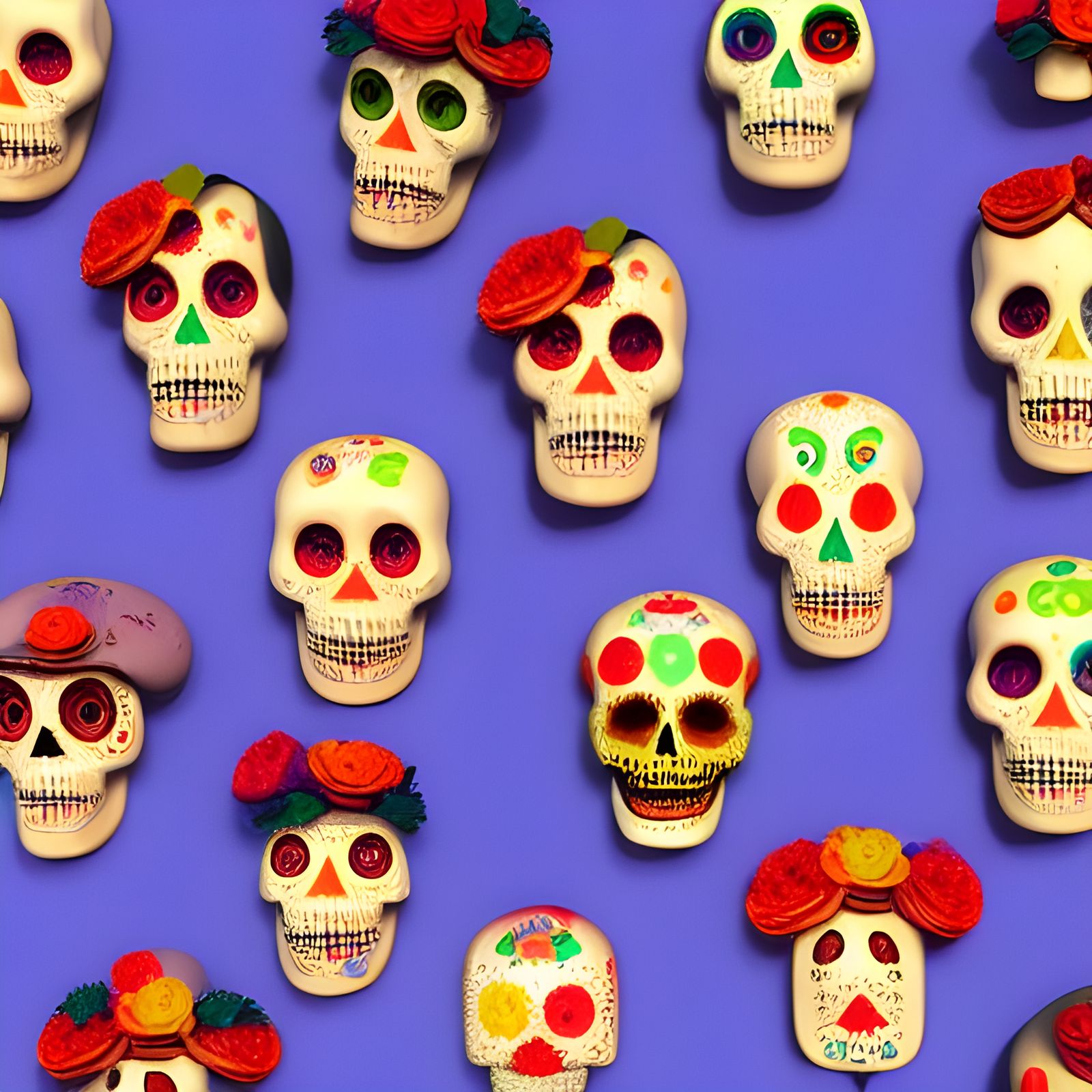Colorful Sugar Skull 3D Digital Art