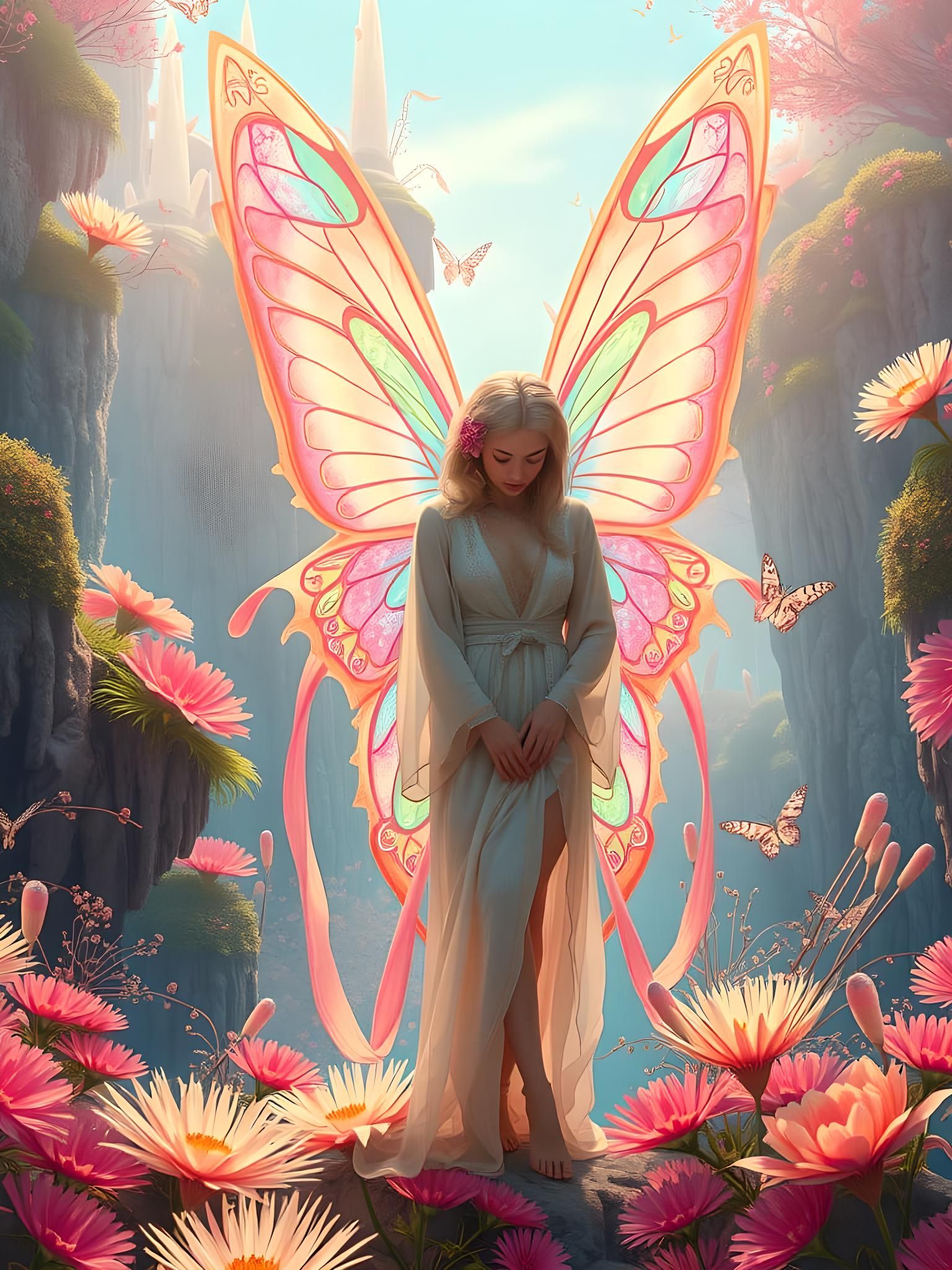 Magical Fairy Double Exposure in Wonderland