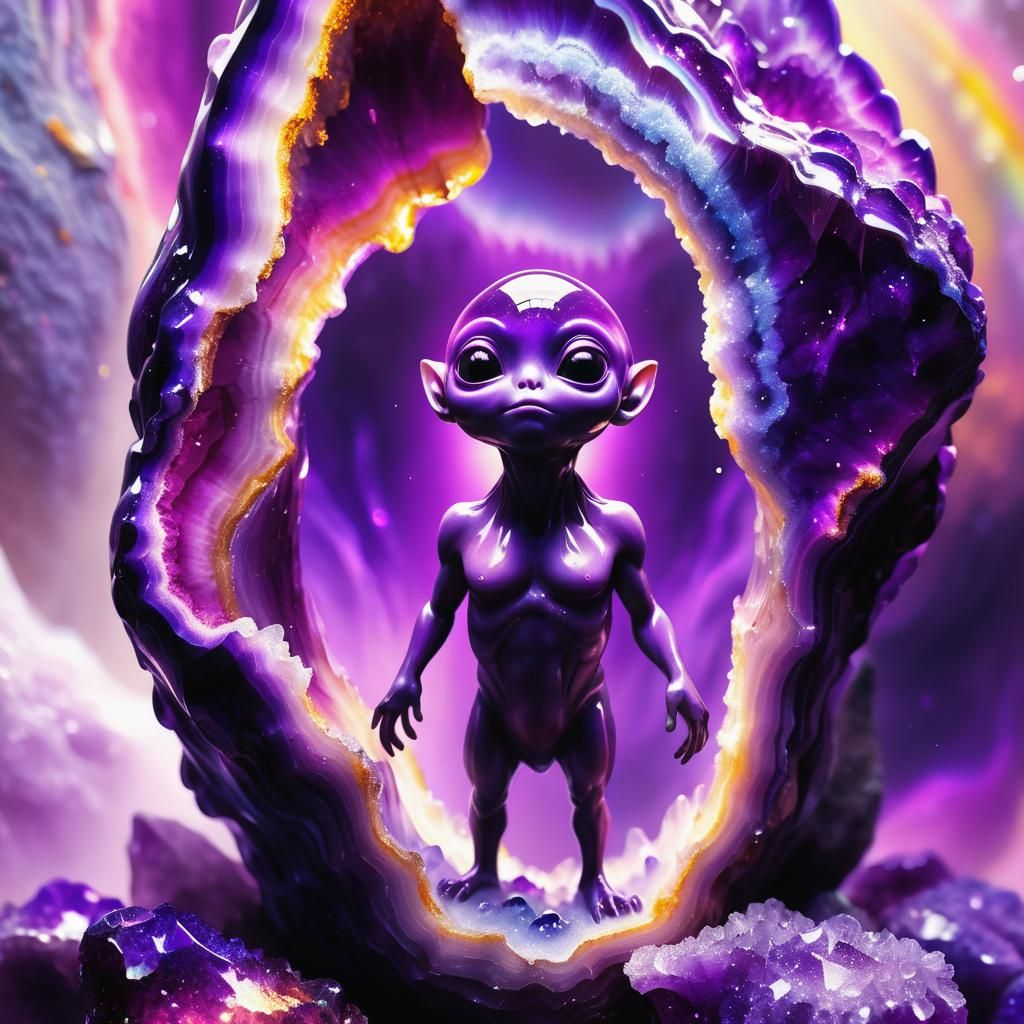 Purple Alien Creature in Dreamlike Candy Art Style